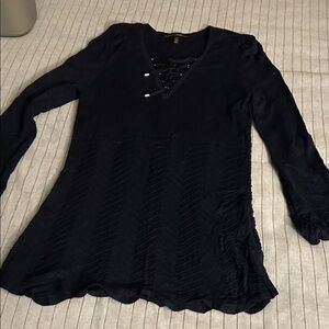 White House Black Market Navy Lace-Up Tunic